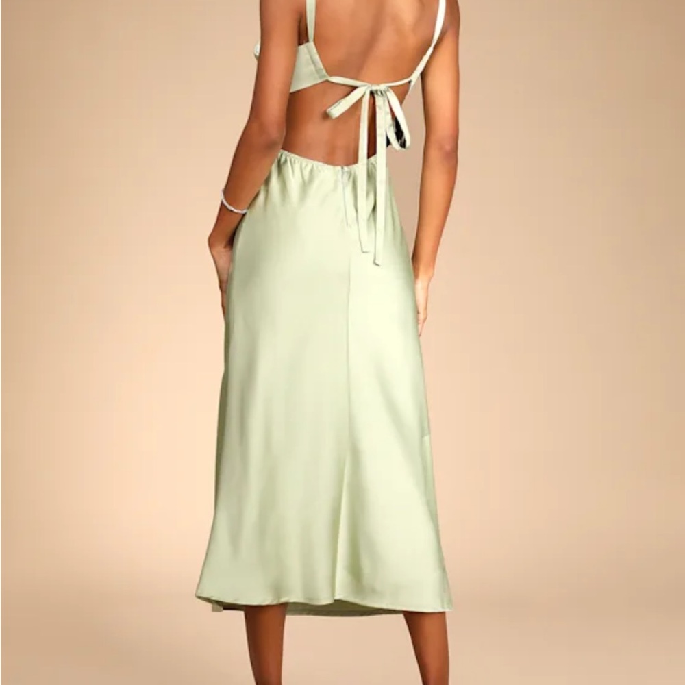 Lulu's Mint Green Strapless Cutout Slip Dress - Picture 2 of 6